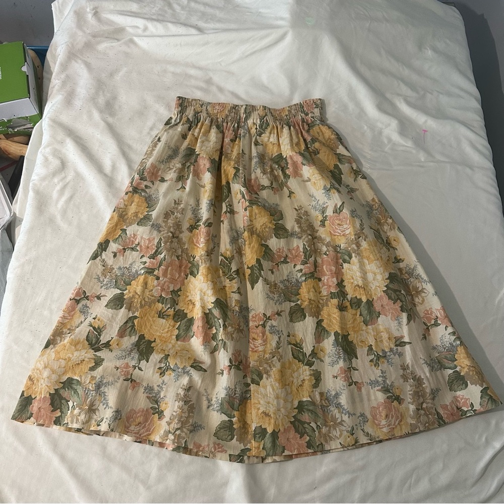 Vintage Alfred Dunner Petite Sz 6 Floral A Line Midi Skirt USA Tradwife Modest